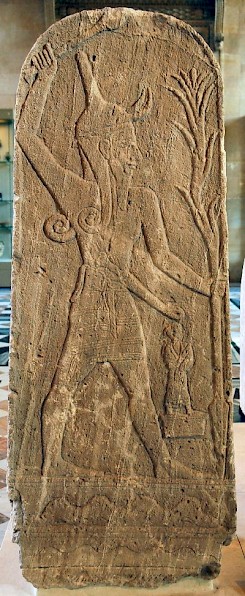 Stele of the "smiting god" from Ugarit. Louvre, Paris (France).