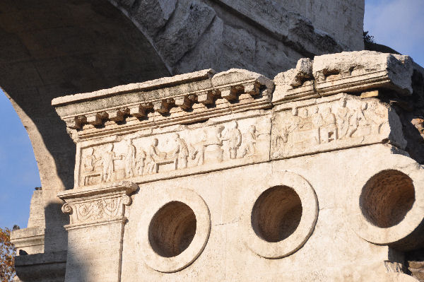 Rome, Tomb of Eurysaces from the south, relief