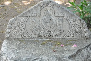 Representation of Saint Nicholas, on a stone from the Archaeological Museum of Bodrum (Turkey)