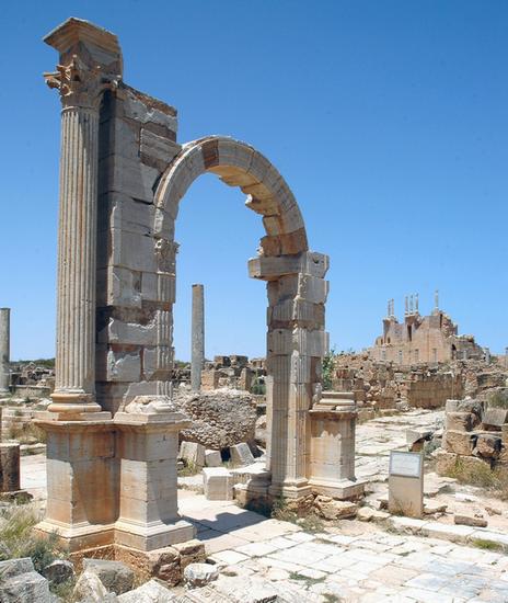 Lepcis Magna, Arch of Trajan and Theater