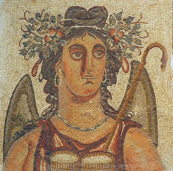 Villa of Dar Buc Ammera, seasons mosaic, Summer