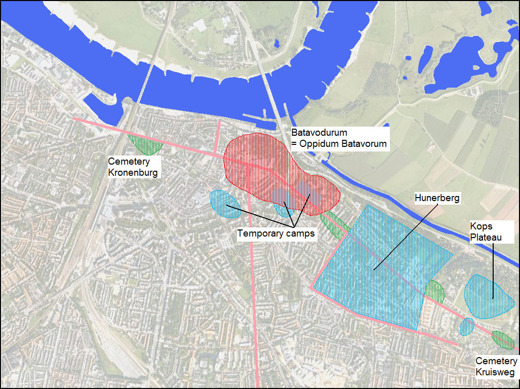 Map of Nijmegen in the first century