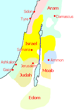 Map of Israel, Judah, and other Iron Age Kingdoms