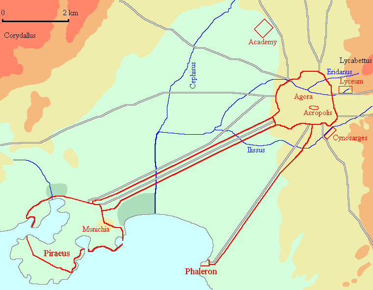 Map of the Long Walls of Athens