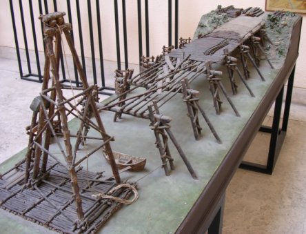 Model of Caesar's bridge across the Rhine