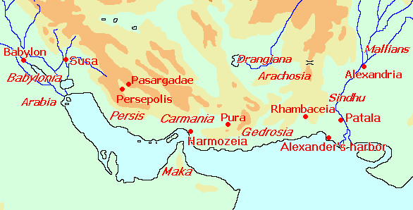 Map of the Persian Gulf and Indian Ocean