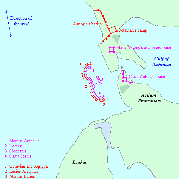 Map of the naval battle of Actium